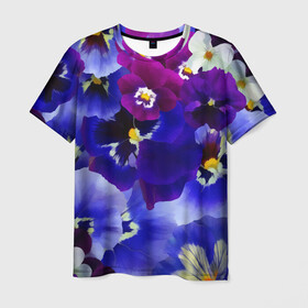 Мужская футболка 3D с принтом Акварельные Цветы , 100% полиэфир | прямой крой, круглый вырез горловины, длина до линии бедер | flower | flowers | акварель | акварельные цветы | краска | краски | незабудка | рисунок | фиалка | фиалки | цветки | цветочки | цветы