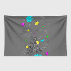 Флаг-баннер с принтом мыльные пузыри , 100% полиэстер | размер 67 х 109 см, плотность ткани — 95 г/м2; по краям флага есть четыре люверса для крепления | bubles | planets | spase | космос | минимализм | мыльные пузыри | планеты | рисунок