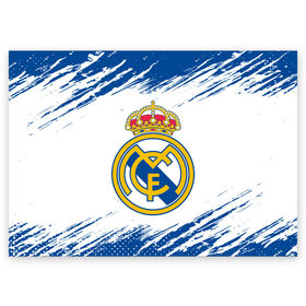 Поздравительная открытка с принтом REAL MADRID / РЕАЛ МАДРИД , 100% бумага | плотность бумаги 280 г/м2, матовая, на обратной стороне линовка и место для марки
 | football | logo | madrid | real | realmadrid | sport | клуб | лого | логотип | логотипы | мадрид | реал | реалмадрид | символ | символы | спорт | форма | футбол | футбольная