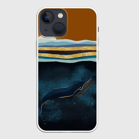 Чехол для iPhone 13 mini с принтом Кит ,  |  | Тематика изображения на принте: земля | кашалот | луна | медузы | море | морские | океан