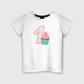 Детская футболка хлопок с принтом 1 годик , 100% хлопок | круглый вырез горловины, полуприлегающий силуэт, длина до линии бедер | будущие родители | день рождения | детские принты | детское | для детей | малыш