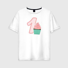 Женская футболка хлопок Oversize с принтом 1 годик , 100% хлопок | свободный крой, круглый ворот, спущенный рукав, длина до линии бедер
 | будущие родители | день рождения | детские принты | детское | для детей | малыш