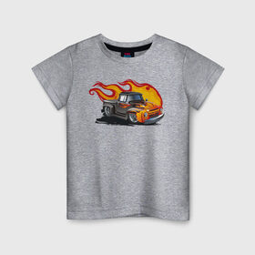 Детская футболка хлопок с принтом гоночная машина в пламени , 100% хлопок | круглый вырез горловины, полуприлегающий силуэт, длина до линии бедер | Тематика изображения на принте: hot wheels | гонка | гоночная машина | машины | спортивная машина