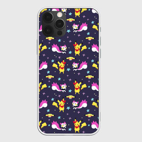 Чехол для iPhone 12 Pro Max с принтом Ночная прогулка , Силикон |  | pichu | pikachu | pokemon | pokemon go | арт | бант | бирюзовый | детский рисунок | жёлтый | жёлтый мышонок мышь | звезда | звёзды | карандаш | красный | ночь | пикачу | пичу | рисунок | розовый | синий | фиолетовый