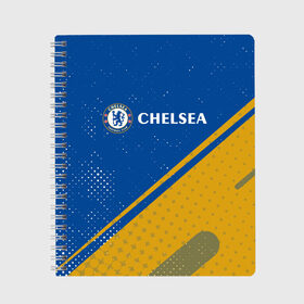 Тетрадь с принтом CHELSEA F.C. / ЧЕЛСИ , 100% бумага | 48 листов, плотность листов — 60 г/м2, плотность картонной обложки — 250 г/м2. Листы скреплены сбоку удобной пружинной спиралью. Уголки страниц и обложки скругленные. Цвет линий — светло-серый
 | Тематика изображения на принте: 