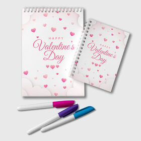 Блокнот с принтом Happy Valentines Day , 100% бумага | 48 листов, плотность листов — 60 г/м2, плотность картонной обложки — 250 г/м2. Листы скреплены удобной пружинной спиралью. Цвет линий — светло-серый
 | Тематика изображения на принте: 