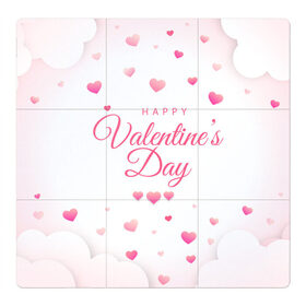 Магнитный плакат 3Х3 с принтом Happy Valentines Day , Полимерный материал с магнитным слоем | 9 деталей размером 9*9 см | 
