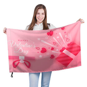 Флаг 3D с принтом Happy Valentines Day , 100% полиэстер | плотность ткани — 95 г/м2, размер — 67 х 109 см. Принт наносится с одной стороны | 