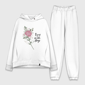 Женский костюм хлопок Oversize с принтом Радоваться Мелочам ,  |  | enjoy the little things | flower | flowers | rose | жизнь | мотивация | надпись | радоваться мелочам | рисунок | роза | цветок | цветочки | цветы