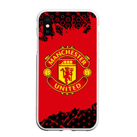 Чехол для iPhone XS Max матовый с принтом MANCHESTER UNITED , Силикон | Область печати: задняя сторона чехла, без боковых панелей | Тематика изображения на принте: 