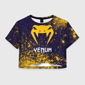 Женская футболка Crop-top 3D с принтом VENUM / ВЕНУМ , 100% полиэстер | круглая горловина, длина футболки до линии талии, рукава с отворотами | 