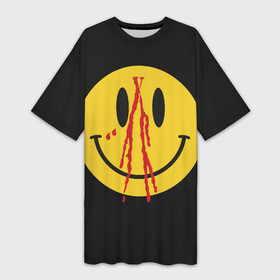 Платье-футболка 3D с принтом Pop Up Smiley ,  |  | plohoyparen | smile | v.vlone | vlone pop up smiley | влоне | смайл | смайлик | эмоджи