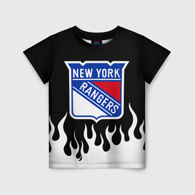 Детская футболка 3D с принтом Нью-Йорк Рейнджерс , 100% гипоаллергенный полиэфир | прямой крой, круглый вырез горловины, длина до линии бедер, чуть спущенное плечо, ткань немного тянется | Тематика изображения на принте: hockey | new york | new york rangers | nhl | rangers | usa | нхл | нью йорк | нью йорк рейнджерс | рейнджерс | спорт | сша | хоккей | шайба