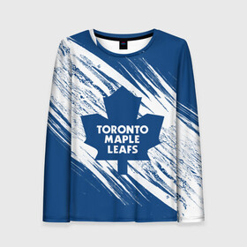 Женский лонгслив 3D с принтом Toronto Maple Leafs,  , 100% полиэстер | длинные рукава, круглый вырез горловины, полуприлегающий силуэт | hockey | maple leafs | nhl | toronto | toronto maple leafs | usa | мейпл лифс | нхл | спорт | сша | торонто | торонто мейпл лифс | хоккей | шайба