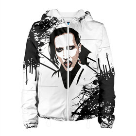 Женская куртка 3D с принтом Marilyn Manson , ткань верха — 100% полиэстер, подклад — флис | прямой крой, подол и капюшон оформлены резинкой с фиксаторами, два кармана без застежек по бокам, один большой потайной карман на груди. Карман на груди застегивается на липучку | marilyn manson | nothing records | известность | музыка | рок группа