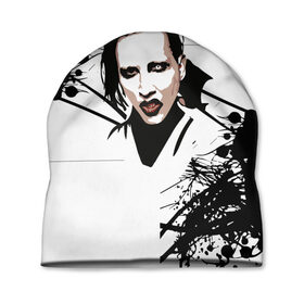 Шапка 3D с принтом Marilyn Manson , 100% полиэстер | универсальный размер, печать по всей поверхности изделия | marilyn manson | nothing records | известность | музыка | рок группа