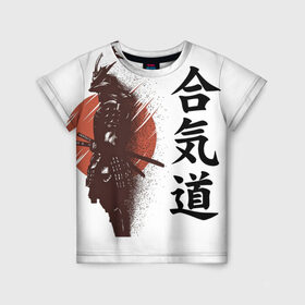 Детская футболка 3D с принтом Один в поле- воин , 100% гипоаллергенный полиэфир | прямой крой, круглый вырез горловины, длина до линии бедер, чуть спущенное плечо, ткань немного тянется | воин | катана | китай | китайские знаки | меч | самурай | солнце | японские знаки