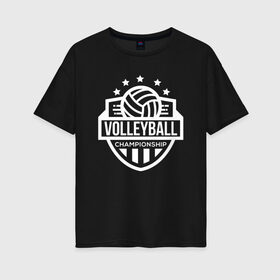 Женская футболка хлопок Oversize с принтом ВОЛЕЙБОЛ , 100% хлопок | свободный крой, круглый ворот, спущенный рукав, длина до линии бедер
 | beach | voleybal | volleyball | волебол | волейбол | волейболист | волейболистка | воллейбол | пляжный | я люблю