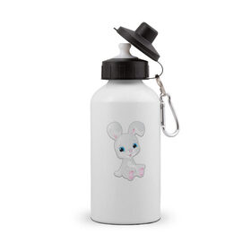 Бутылка спортивная с принтом Зая , металл | емкость — 500 мл, в комплекте две пластиковые крышки и карабин для крепления | детский рисунок | животное | зайчонок | зая | заяц | кролик | мультфильм | сердце