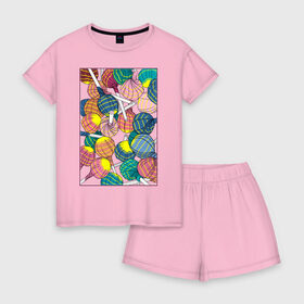 Женская пижама с шортиками хлопок с принтом Чупа чупсы , 100% хлопок | футболка прямого кроя, шорты свободные с широкой мягкой резинкой | конфеты | сладкое | сладости | чупа чупс | яркие цвета