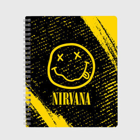 Тетрадь с принтом NIRVANA НИРВАНА , 100% бумага | 48 листов, плотность листов — 60 г/м2, плотность картонной обложки — 250 г/м2. Листы скреплены сбоку удобной пружинной спиралью. Уголки страниц и обложки скругленные. Цвет линий — светло-серый
 | band | cobain | face | kurt | logo | music | nirvana | rock | rocknroll | группа | кобейн | курт | лого | логотип | музыка | музыкальная | нирвана | рожица | рок | рокнролл | символ