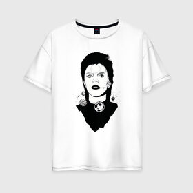 Женская футболка хлопок Oversize с принтом David bowie , 100% хлопок | свободный крой, круглый ворот, спущенный рукав, длина до линии бедер
 | david bowie | space oddity | дэвид боуи | портрет | рок звезда