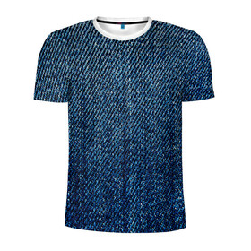 Мужская футболка 3D спортивная с принтом Джинса , 100% полиэстер с улучшенными характеристиками | приталенный силуэт, круглая горловина, широкие плечи, сужается к линии бедра | Тематика изображения на принте: blue | джинса | джинсовая текстура | текстуры | цвет джинса