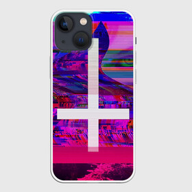 Чехол для iPhone 13 mini с принтом Cross ,  |  | abstraction | color | cross | eye | glitch | neon | vanguard | view | абстракция | авангард | взгляд | глаз | глитч | крест | неон | цвет