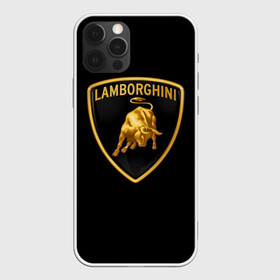 Чехол для iPhone 12 Pro с принтом Lamborghini  , силикон | область печати: задняя сторона чехла, без боковых панелей | bull | gold lamborghini sign | lamborghini | lamborghini lettering | lamborghini print | lamborghini sign | бык | знак ламборджини | золотой знак ламборджини | ламборджини | надпись ламборджини | принт ламборджини