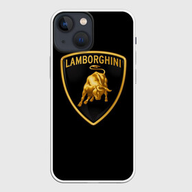 Чехол для iPhone 13 mini с принтом Lamborghini ,  |  | bull | gold lamborghini sign | lamborghini | lamborghini lettering | lamborghini print | lamborghini sign | бык | знак ламборджини | золотой знак ламборджини | ламборджини | надпись ламборджини | принт ламборджини