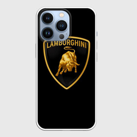 Чехол для iPhone 13 Pro с принтом Lamborghini ,  |  | bull | gold lamborghini sign | lamborghini | lamborghini lettering | lamborghini print | lamborghini sign | бык | знак ламборджини | золотой знак ламборджини | ламборджини | надпись ламборджини | принт ламборджини