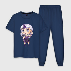 Мужская пижама хлопок с принтом Anime Chibi Demon Girl , 100% хлопок | брюки и футболка прямого кроя, без карманов, на брюках мягкая резинка на поясе и по низу штанин
 | cartoon | girls | japan | japanese | kawaii | manga | waifu | yandere | аниме | анимэ | вайфу | дандере | девочка | девушка | демон | дередере | кавайная | манга | милая | мультик | мультики | тиби | цундере | чиби | яндере | япония