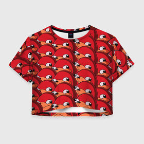 Женская футболка Crop-top 3D с принтом Knuckles , 100% полиэстер | круглая горловина, длина футболки до линии талии, рукава с отворотами | knuckles | meme | кнаклз | мемы | наклз | соник