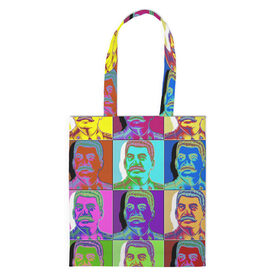 Сумка 3D повседневная с принтом Stalin pop-art , 100% полиэстер | Плотность: 200 г/м2; Размер: 34×35 см; Высота лямок: 30 см | chief | color | eyes | moustache | pop art | stalin | view | взгляд | вождь | глаза | поп  арт | сталин | усы | цвет