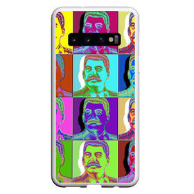 Чехол для Samsung Galaxy S10 с принтом Stalin pop-art , Силикон | Область печати: задняя сторона чехла, без боковых панелей | chief | color | eyes | moustache | pop art | stalin | view | взгляд | вождь | глаза | поп  арт | сталин | усы | цвет