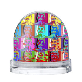 Снежный шар с принтом Stalin pop-art , Пластик | Изображение внутри шара печатается на глянцевой фотобумаге с двух сторон | chief | color | eyes | moustache | pop art | stalin | view | взгляд | вождь | глаза | поп  арт | сталин | усы | цвет