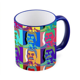 Кружка с принтом Stalin pop-art , керамика | ёмкость 330 мл | chief | color | eyes | moustache | pop art | stalin | view | взгляд | вождь | глаза | поп  арт | сталин | усы | цвет