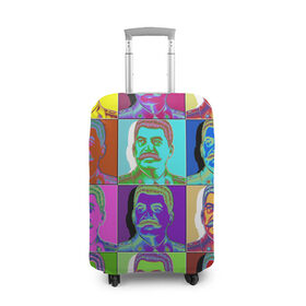 Чехол для чемодана 3D с принтом Stalin pop-art , 86% полиэфир, 14% спандекс | двустороннее нанесение принта, прорези для ручек и колес | chief | color | eyes | moustache | pop art | stalin | view | взгляд | вождь | глаза | поп  арт | сталин | усы | цвет