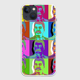 Чехол для iPhone 13 с принтом Stalin pop art ,  |  | Тематика изображения на принте: chief | color | eyes | moustache | pop art | stalin | view | взгляд | вождь | глаза | поп  арт | сталин | усы | цвет