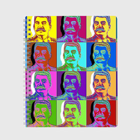 Тетрадь с принтом Stalin pop-art , 100% бумага | 48 листов, плотность листов — 60 г/м2, плотность картонной обложки — 250 г/м2. Листы скреплены сбоку удобной пружинной спиралью. Уголки страниц и обложки скругленные. Цвет линий — светло-серый
 | chief | color | eyes | moustache | pop art | stalin | view | взгляд | вождь | глаза | поп  арт | сталин | усы | цвет
