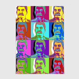 Постер с принтом Stalin pop-art , 100% бумага
 | бумага, плотность 150 мг. Матовая, но за счет высокого коэффициента гладкости имеет небольшой блеск и дает на свету блики, но в отличии от глянцевой бумаги не покрыта лаком | Тематика изображения на принте: chief | color | eyes | moustache | pop art | stalin | view | взгляд | вождь | глаза | поп  арт | сталин | усы | цвет