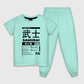 Детская пижама хлопок с принтом КИБЕРПАНК,SAMURAI,САМУРАЙ, , 100% хлопок |  брюки и футболка прямого кроя, без карманов, на брюках мягкая резинка на поясе и по низу штанин
 | samurai | бусидо | иероглифы | киберпанк | самурай | символы | сэнгоку дзидай | японский