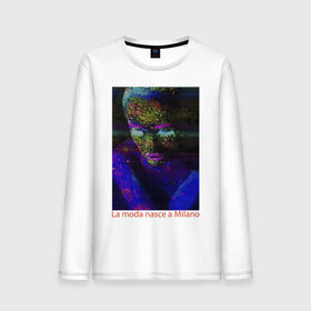 Мужской лонгслив хлопок с принтом Мода рождается в Милане , 100% хлопок |  | color | face | fashion | glitch | italy | milano | vanguard | авангард | глитч | италия | лицо | милан | мода