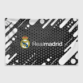 Флаг-баннер с принтом REAL MADRID / РЕАЛ МАДРИД , 100% полиэстер | размер 67 х 109 см, плотность ткани — 95 г/м2; по краям флага есть четыре люверса для крепления | 