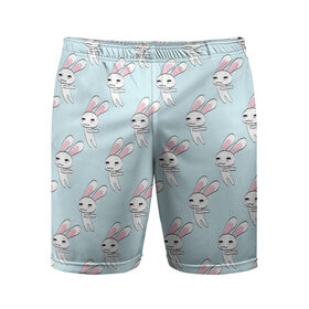 Мужские шорты спортивные с принтом Милый кролик ,  |  | арт | белый | зайцы | зайчик | зайчики | заяц | кролик | кролики | рисунок | розовый | синий