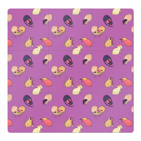 Магнитный плакат 3Х3 с принтом Спящие мыши , Полимерный материал с магнитным слоем | 9 деталей размером 9*9 см | Тематика изображения на принте: арт | мыши | мыши спят | мышь | мышь спит | ночь | пары | рисунок | сон | спят | фиолетовый