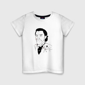 Детская футболка хлопок с принтом Ди Каприо , 100% хлопок | круглый вырез горловины, полуприлегающий силуэт, длина до линии бедер | Тематика изображения на принте: leo di | джанго освобожденный | ди каприо | леонардо ди каприо | мем ди каприо