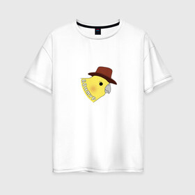 Женская футболка хлопок Oversize с принтом Бонжур , 100% хлопок | свободный крой, круглый ворот, спущенный рукав, длина до линии бедер
 | mem | бонжур | мем | попугай | попугай в шляпе | прикол | птица | стикер | юмор