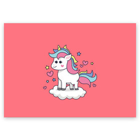 Поздравительная открытка с принтом Unicorn , 100% бумага | плотность бумаги 280 г/м2, матовая, на обратной стороне линовка и место для марки
 | animal | единорог | животные | звери