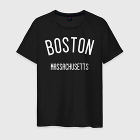 Мужская футболка хлопок с принтом БОСТОН , 100% хлопок | прямой крой, круглый вырез горловины, длина до линии бедер, слегка спущенное плечо. | Тематика изображения на принте: america | boston | states | usa | америка | бостон | сша | штаты